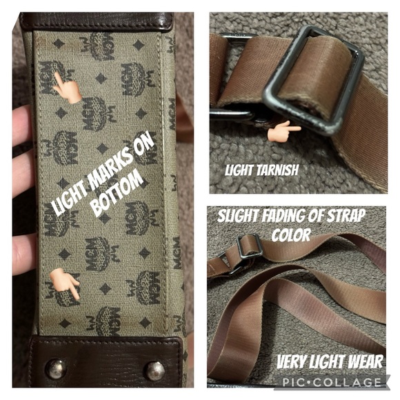 Gorgeous EUC- MCM Marble Visetos Crossbody-Tan/Brown Coated Canvas-Leather Trim - Picture 15 of 17